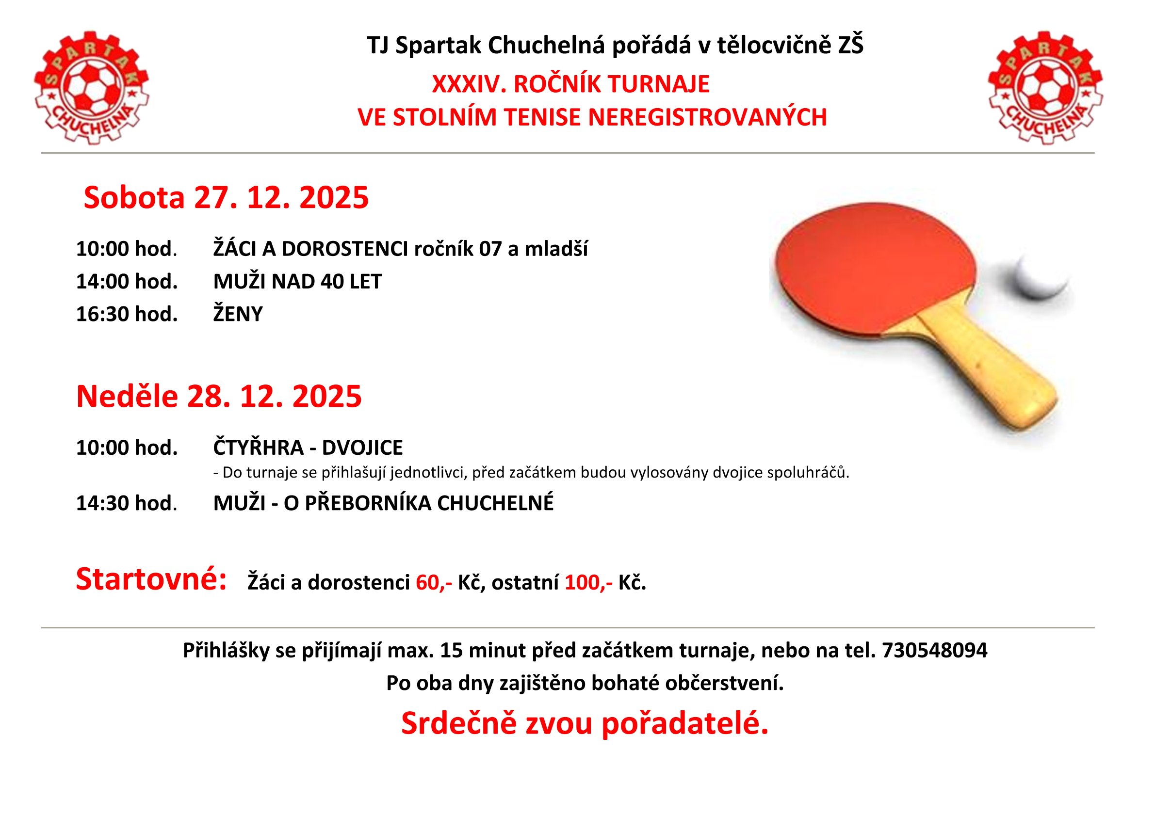 XXXIV. ROČNÍK TURNAJE VE STOLNÍM TENISE NEREGISTROVANÝCH