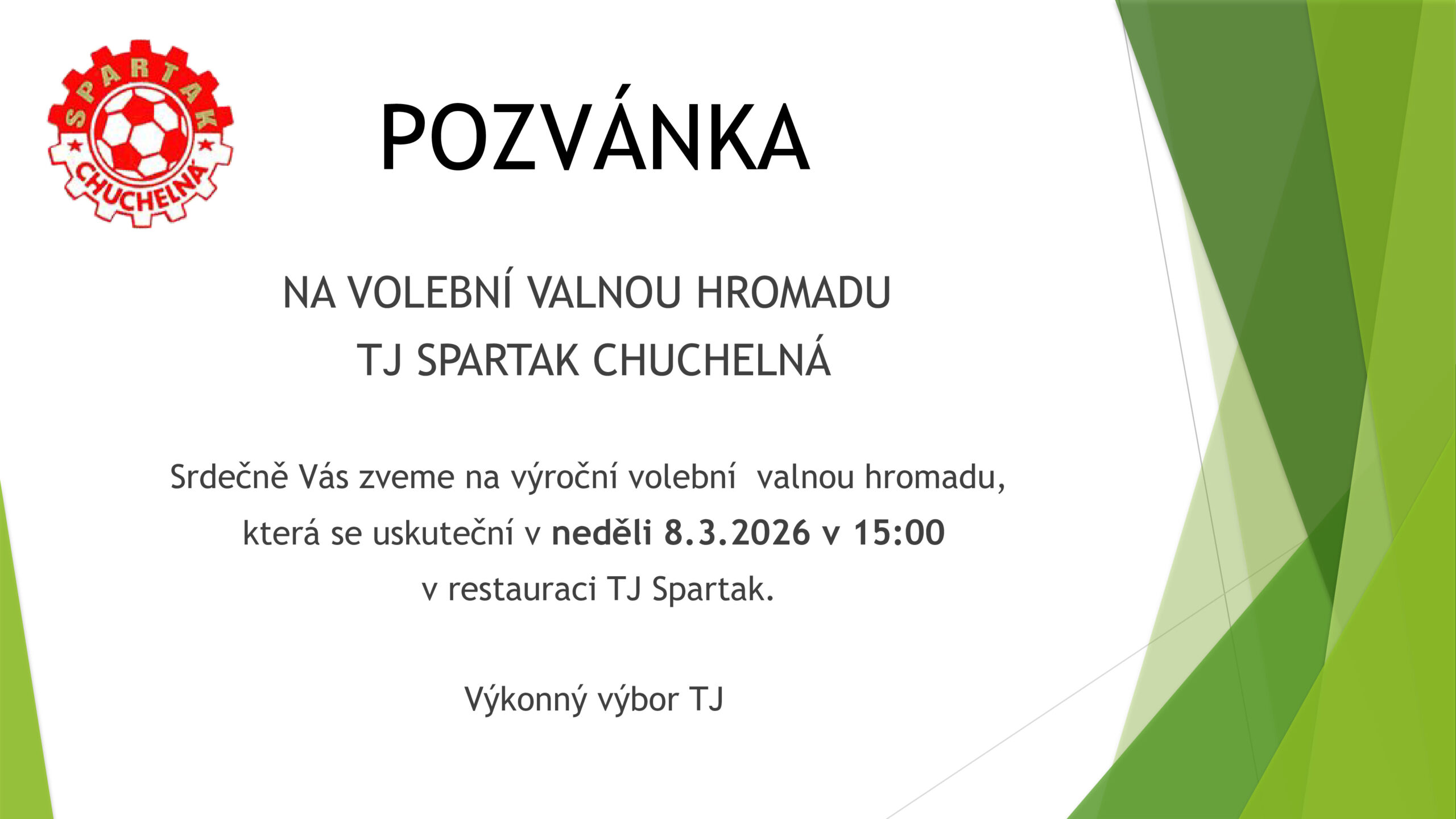 Pozvánka na volební valnou hromadu